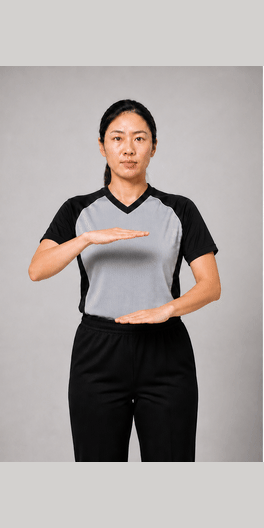 二次运球手势示意图:双手手掌向下,上下拍打两次。