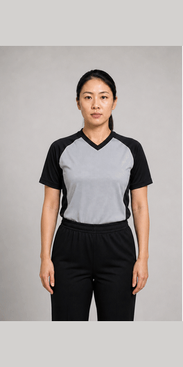 换人手势示意图:两只前臂在胸前交叉。