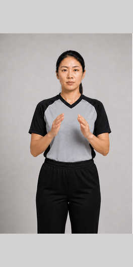 技术犯规手势示意图:双手张开,一横一竖构成 T。