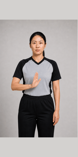 可见计数手势示意图:手臂伸直,手掌张开,一秒摆动一次。
